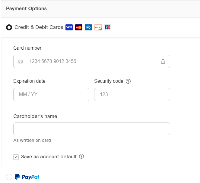 select payment option for logo