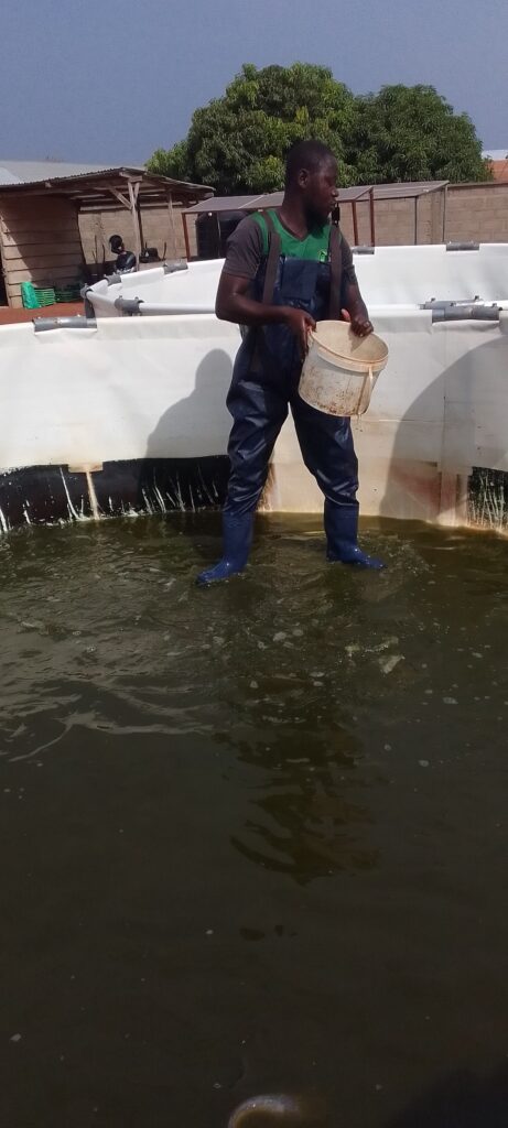 removing remaining water in pond before washing