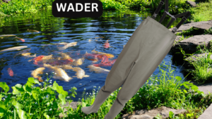 Wearing wader to your fish pond